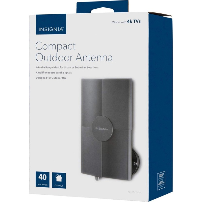 Insignia NS-ANT20DA Compact Outdoor Amplified TV Antenna - Gray