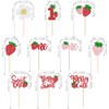 30 PCS Sweet One Strawberry Cupcake Toppers Glitter Sweet Berry