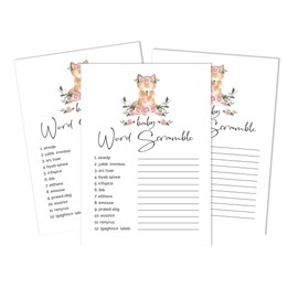 Inkdotpot 50-Pack Baby Word Scramble Baby Shower Game Cards Gender Neutral Fox Animal Party Supplies-Fun Baby Shower Game Favors