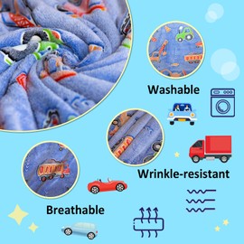 Car Theme Gifts for Kids Glow in The Dark Truck Blanket with Storage Bag, Soft Throw Blanket for Boys, Christmas & Birthday Present, 50"x60" Blue