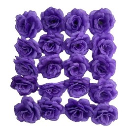 Corkwaw 25 Pcs 3 inch Artificial Rose Flower Heads,Silk Rose Head Flowers,Wedding Party Home Garden Decoration DIY Craft Gift Box Decoration (Purple)
