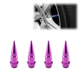 TVC20 Purple 4pcs Long Spike Spiked Tire Valve Stem Caps Metal Thread Wheel Tires