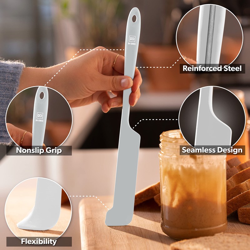 DI ORO Silicone Jar Spatulas for Scraping - Rubber Spatulas