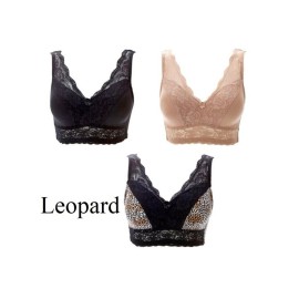 Rhonda Shear Pin Up Lace Overlay Bra 3-pack Leopard 567-051 , Size XL