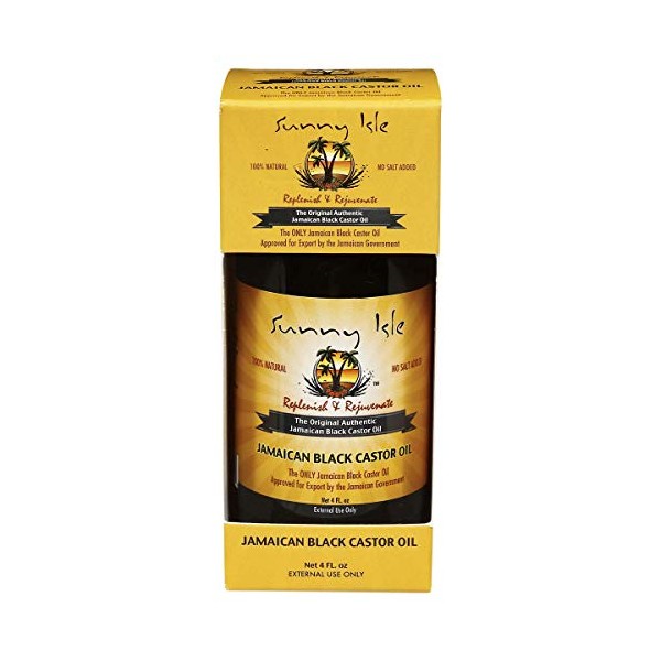 Sunny Isle Jamaican Black Castor Oil Original 100% Pure Castor Beans Oil For Hair, Eyelashes And Eyebrows 4 oz by Sunny Isle