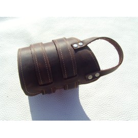 Leather Bracelet with Thumb Loop Right for Circumference 15-19 cm Dark Brown Leather Wrist Support Leather Bandage