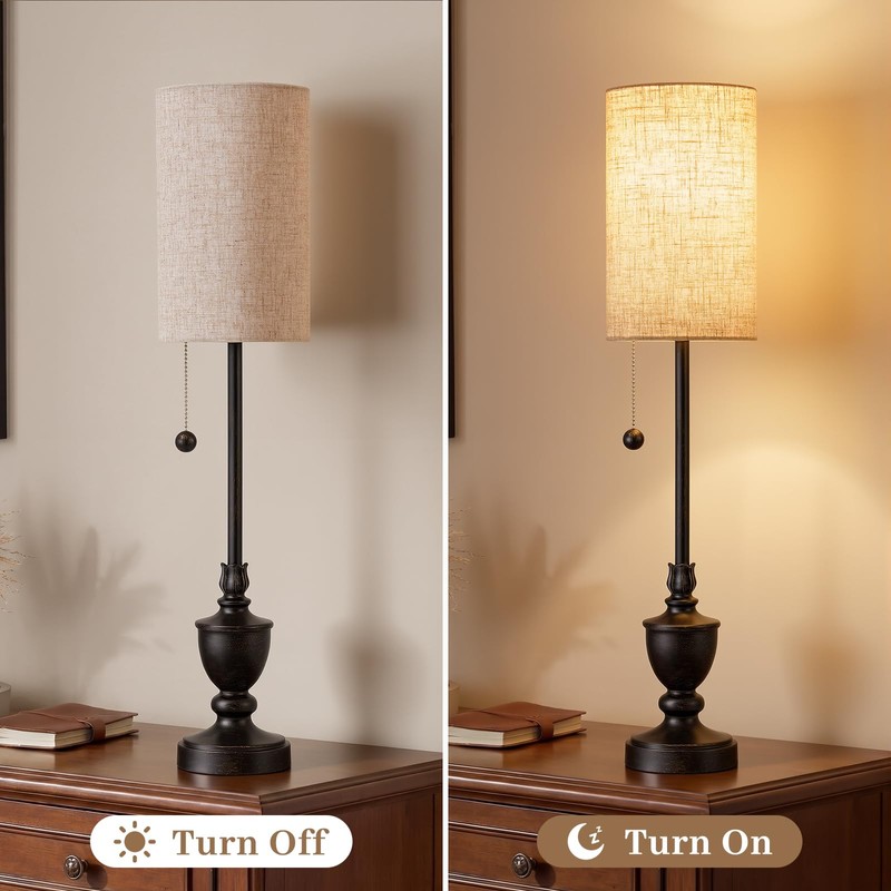 Buffet Table Lamps Set of 2,28" Tall Skinny Black Resin