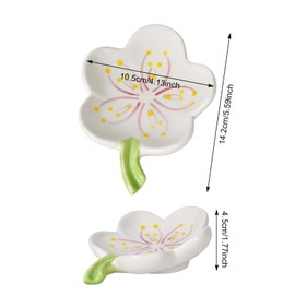 Blume Seifenschale Keramik, Seifenschale mit Ablauf Niedlich, Verzierungen Seifenhalter, Kreativ Abtropfbarer Seifenschalenhalter (Pfirsichblüte, Weiß)