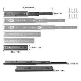 Biugaaufai 8 Pairs 8 Inch Black Full Extension Drawer Slides, Side Mount Drawer Slides with Screw, Ball Bearing File Cabinet Rails for Kitchen and Office Cabinet