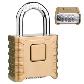 Diyife Heavy Duty Combination Padlock, Large Outdoor Padlock [One-Touch Unlocking] High Security Weatherproof, Hidden Password Design Suitable for Locker, Home, School, Garage, Gate, Garden, Brass