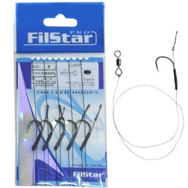 PRO FILSTAR Fishing Hook Set of 5, N4 with Leader 25 cm & Fishing Swivels - Braided Line - Fishing Carp Accessories - Fishing Hook Carp - Boilies & Pellet Hooks - Sport Set - Carp Rig - Leader Line