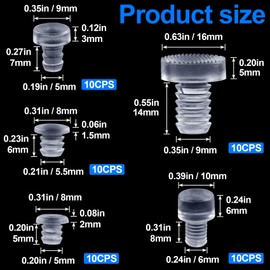 ANCIRS 50 pcs Assorted Glass Top Table Bumpers with Stem, 5 Sizes Anti Slip Pads, Clear Rubber Grippers, Patio Table Spacers for Furniture (0.19/0.20/0.21/0.24/0.35inch)