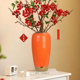 Orange Ceramic Tall Vintage Vase,11.8 Inch Large Floor Vase,Rustic Decorative Vase,Terracotta Vase for Living Room Entrance Table Centerpiece,Kitchen,Bedroom,Wedding,Minimalist Home Decor