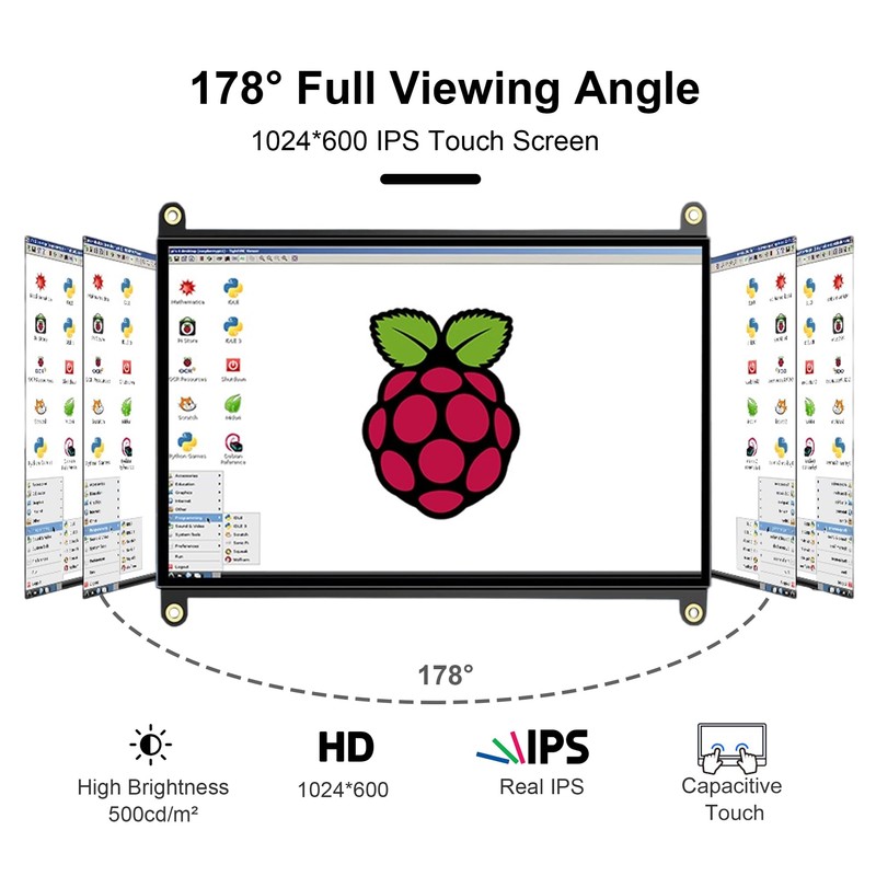 wisecoco 7 Inch Touchscreen Monitor for Raspberry Pi HDMI IPS