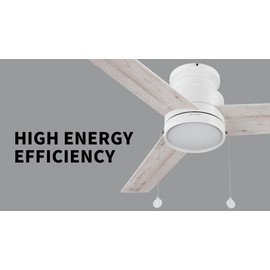 Carro 52" Flush Mount Ceiling Fan with Light Low Profile, DC 5 Speeds Silent Ceiling Fan Pull Chain, 3 Dual Finish Blades, 3 Light Colors Dimmable LED, for Bedroom Room, White