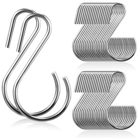 Sratte 60 Pcs S Hooks Mini S Shaped Heavy Duty Metal Hooks for Hanging Plants Pots Pans Mugs Clothes Towels Kitchen Closet Rod Hooks Small S-Hooks 1.8 Inch S Hooks Bulk (Silver)
