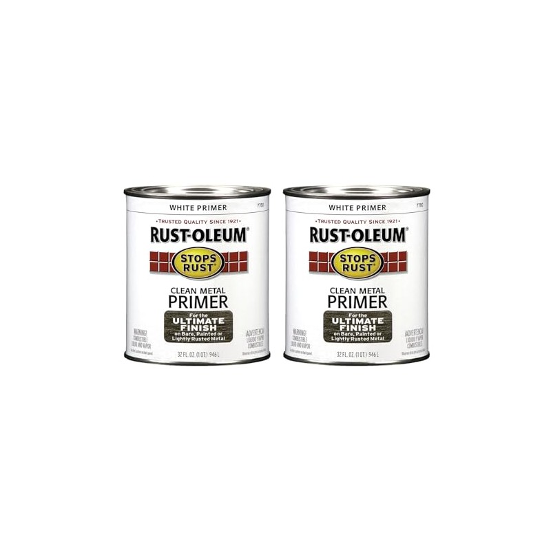 Rust-Oleum 7780502-2PK Stops Rust Clean Metal Brush On Primer, Quart,