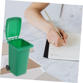 Operitacx Set of 2 Table Wheelie Bin with Lid, Practical for Office and Worktops, Desktop Bin for Organising Small Items and Waste