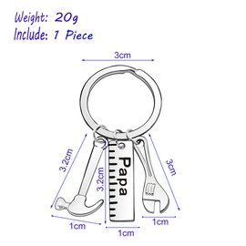 Key Ring Father Day Papa Wedding Gift for Men Ruler Wrench Hammer Charm Pendant Key Holder