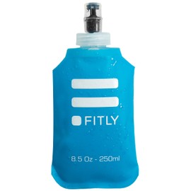FITLY Soft Flask - 8.5 oz (250 ml) - Shrink As You Drink Pocket Soft Water Bottle for Hydration Pack/Running Vest- Folding Water Bottle for Running, Hiking, Cycling - Ski Water Bottles (FLASK250)
