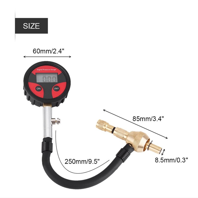 Car Motorcycle Bicycle Truck Tyre LCD Digital Pressure Gauge with