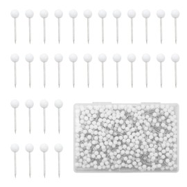 500 PCS White Map Pins，White Round Ball Head Map Push Pins, Small Thumb Tacks for Travel Map, Bulletin Board, Cork Board, DIY Craft, Office, School, Home Use