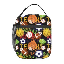 Lhdlnn Soccer Lunch Bag Insulated Basketball Lunch Box for Women Men Portable Reusable Leakproof Tote Cooler Thermal Lunchbox for Work Picnic Travel