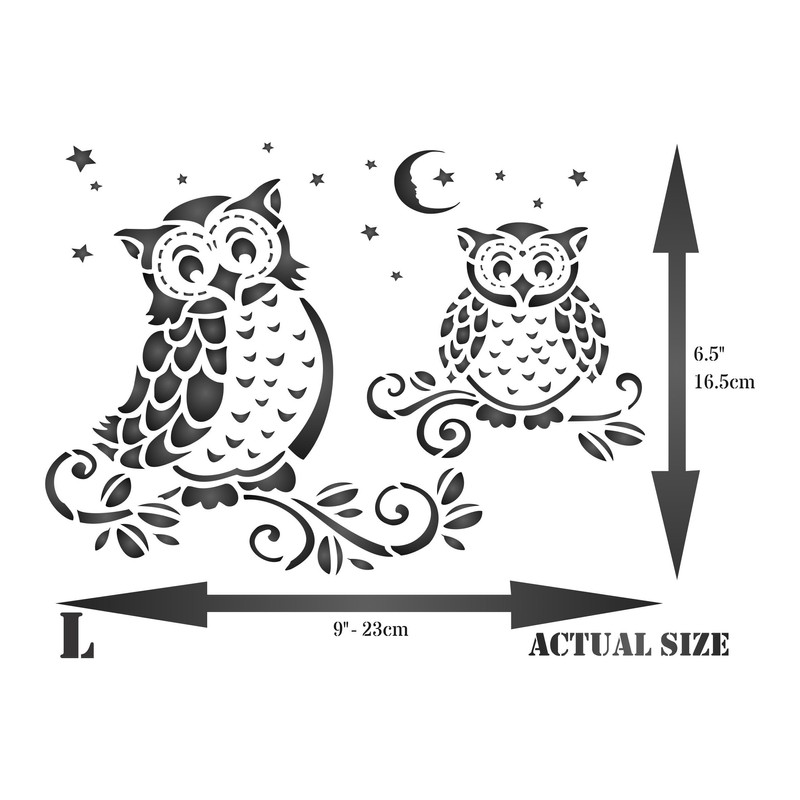 Owl Stencil - 23 x 16.5cm (L) - Reusable Stencil