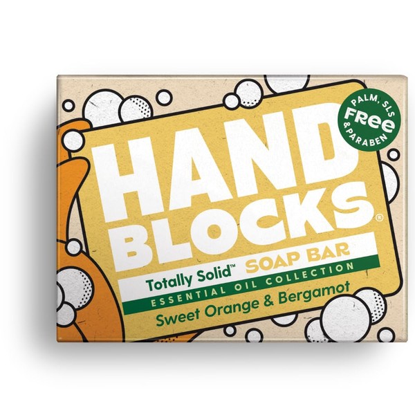 Hand Blocks: Sweet Orange & Bergamot - Cold Processed Natural Soap Bars - Plastic, Palm, SLS, SLES & Paraben Free