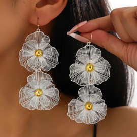 Flower Gold Statement Earrings Trendy Chunky Gold Earrings for Women Beach Summer Jewelry