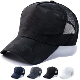 Rf Cap, Large Size, Hat, Men's, Mesh, Deep, 23.6 - 25.6 inches (60 - 65 cm), Unisex, Stylish, Cool, Brim Length, Popular,, Black