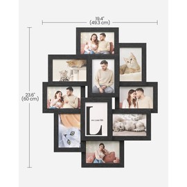 SONGMICS 4x6 Collage Picture Frames for Wall Decor, 10 Pack Family Photo Collage Frame Set for Gallery, Glass Front, Assembly Required, Ink Black URPF20BK