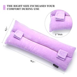 HOOMTREE Seat Belt Pillow for Mastectomy Post-Surgery with Pocket, Heart Surgery Recovery Support Cushion Pad for Chest Chemo Port Pacemaker Bypass Hysterectomy Recovery Gifts (Purple)