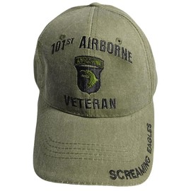 COLL7AWS 101st Airborne Veteran Screaming Eagles Olive OD Adjustable Embroidered Cap Hat