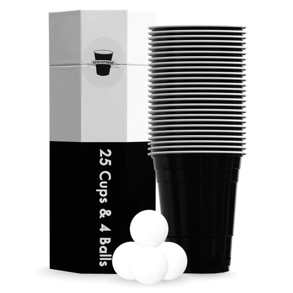 RedCupShop® Party Cup Set | 25 Black Cups & 4