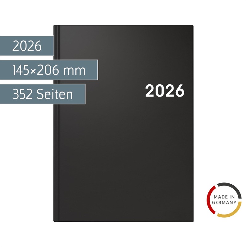 BRUNNEN Buchkalender Mod. 795 2026 | A5, Kunststoff, schwarz