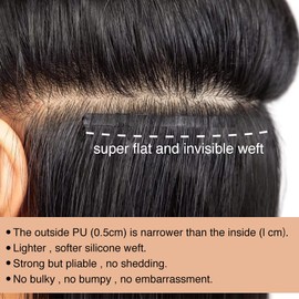Niawigs Seamless Clip Ins Human Hair Clip In Extensions for Black Women Body Wave Real Human Hair PU Invisible Clip On Hair Extensions 7pcs Set 14 Inch 110 Grams