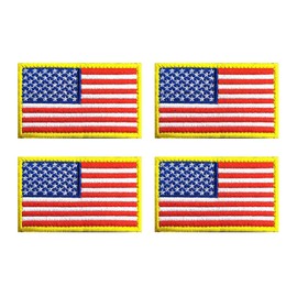 4 Stück USA American Flagge Patch Amerika Abzeichen Taktische Stickerei Aufnähen Iron on Sew on Patch Emblem Applikationen Jacken,Hosen,Biker,Uniformen,Hemden,Rucksack,Mützen,Jeans(Gold)
