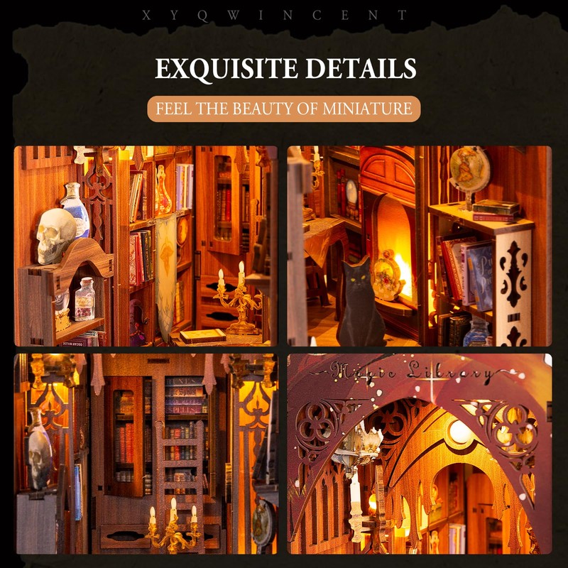 DIY Book Nook Kit 3D Wooden Puzzle Shelf Insert with
