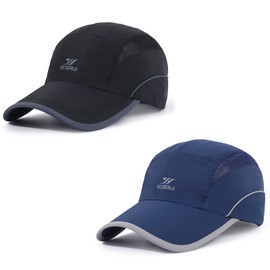 kozinu Running Hat Mesh Sports Cap Lightweight Quick Drying Runner Cap for Men Women, Black+navy, One Size