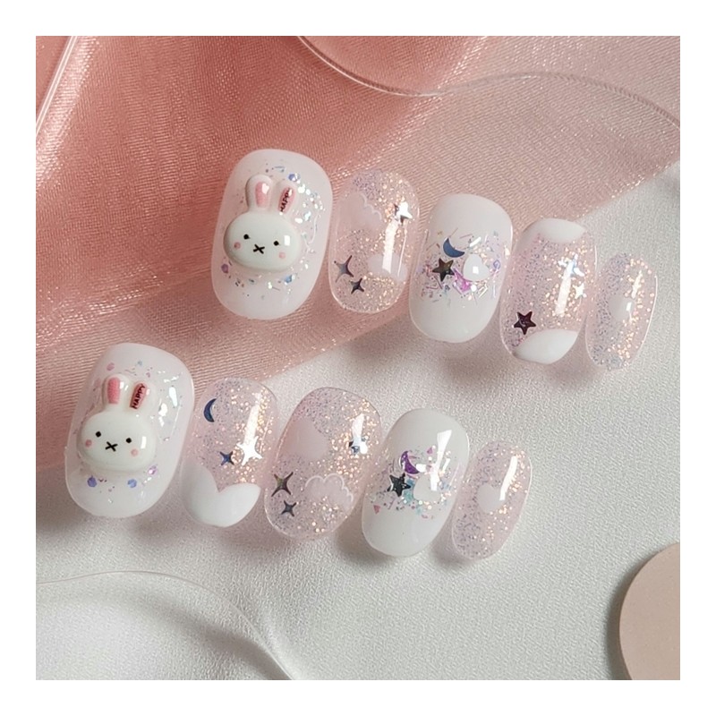  Dreaming Rabbit Nail Tip - Square / 꿈꾸는 토끼