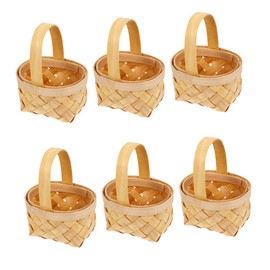 ULTECHNOVO 6pcs Wooden Baskets Handmade Decorative Storage Baskets for Party Weddings and Home Decor for Organizing and Micro Landscaping