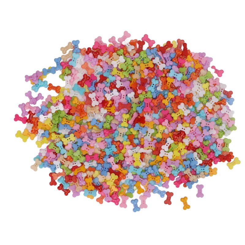 1000Pcs Dog Bone Buttons Bright Vivid Colors Cute Dog Bone