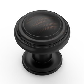 Amerdeco 10 Pack Oil Rubbed Bronze Cabinet Knobs Single Hole Cabinet Pulls 1 Inch Drawer Knobs for Bathroom Cabinets ZH0086