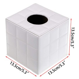 BTSKY PU Leather Cube Tissue Box Holder - Household Office Tissue Cover Case Paper Holder Napkin Holder Desk Organizer (White Cube)