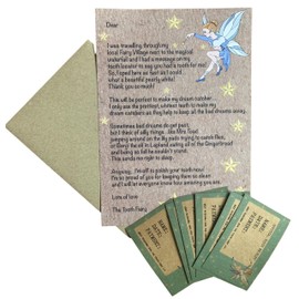 UNIQUEPGIFTS Tooth Fairy Letter And Certificates, First Tooth Fairy Visit, Tooth Fairy Accessories Boys And Girls, Tooth Fairy Gift, Unpersonalised (Tooth Fairy Letter and 6 Certificates)