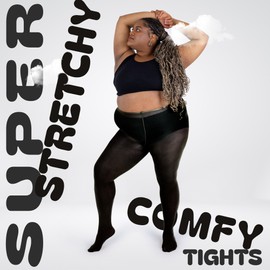 Silky Toes Women's Plus Size Opaque Microfiber Casual Tights- 1 or 2 Pairs (5/6, Black- Footless)