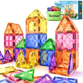 Soyee Magnetic Tiles Toddler Toys Magnetic Building Blocks for Kids Ages 3-12 STEM Educational Toys for Girls & Boys Sensory Play for Preschool Learning Birthday