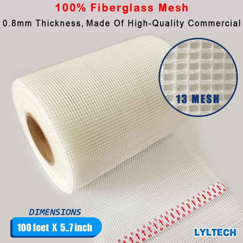 LYLTECH Drywall Joint Tape- 5.7in X 100 ft,13 MESH,100% Fiberglass,Heavy-Duty