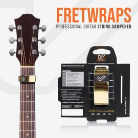 Gruv Gear FretWraps Guitar String Dampener for Bass, Electric, Acoustic & Extended Range Guitars in Studio, Live & Practice - Resonance for Tapping & Recording - Metallics - Gold - Pack of 1